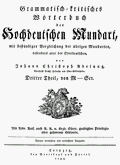 Adelung, Grammatisch-kritisches Wrterbuch der Hochdeutschen Mundart, Band 3. Leipzig 1798