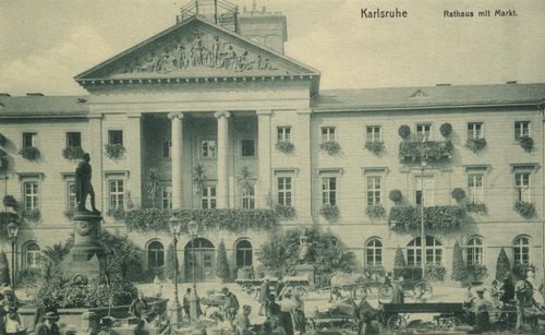 Karlsruhe, Baden-Wrttemberg: Rathaus mit Marktplatz