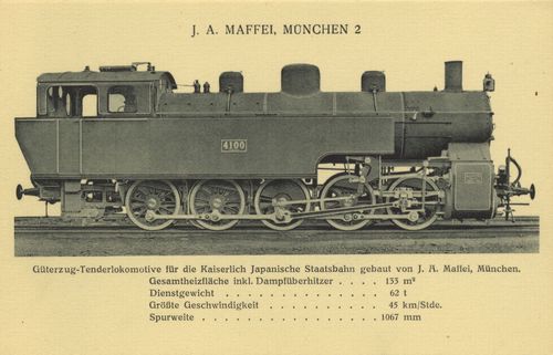 Gterzugtenderlokomotive fr die Kaiserlich Japanische Staatsbahn, gebaut von J. A. Maffei