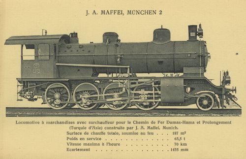 Lokomotive fr die Eisenbahnstrecke Damas-Hama, gebaut von J. A. Maffei