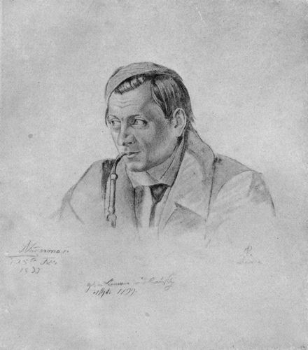 Karl Peschel, Der Maler Adolph Zimmermann. Bleistift und Tusche, wei gehht, 25. Februar 1833