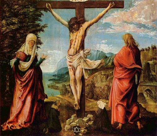 Altdorfer, Albrecht: Kreuzigung, Szene: Christus am Kreuz mit Maria und Johannes