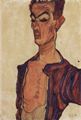 Egon Schiele: Selbstportrt, eine Grimasse schneidend
