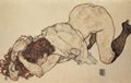 Schiele, Egon: Kniendes Mdchen, auf beide Ellenbogen gesttzt