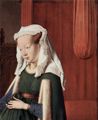 Eyck, Jan van: Arnolfini-Hochzeit, Hochzeitsbild des Giovanni Arnolfini und seine Frau Giovanna Cenami, Detail: Giovanna Cenami