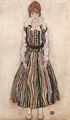 Schiele, Egon: Portrt der Edith Schiele im gestreiften Kleid