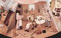 Bosch, Hieronymus: Tisch mit Szenen zu den sieben Todsnden und den letzten vier Dingen, Szene: sieben Todsnden, Detail: Unmigkeit