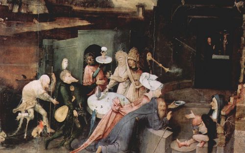 Bosch, Hieronymus: Antoniusaltar, Triptychon, Mitteltafel: Versuchung des Hl. Antonius, Detail