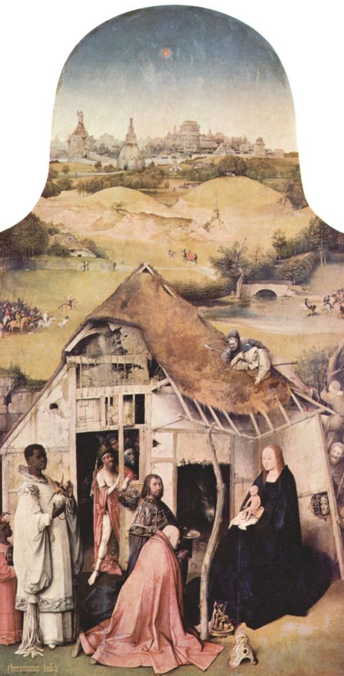 Bosch, Hieronymus: Epiphanie-Triptychon, Mitteltafel: Anbetung der Heiligen Drei Knige