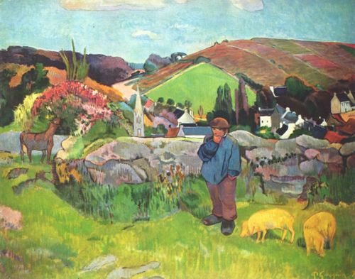 Gauguin, Paul: Bretonische Landschaft mit Schweinehirt