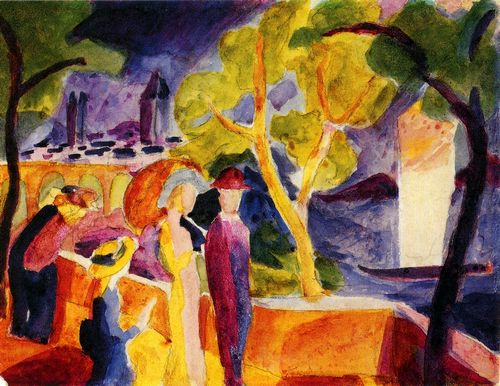 Macke, August: Spaziergnger am See