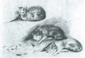 Macke, August: Drei liegende Katzen