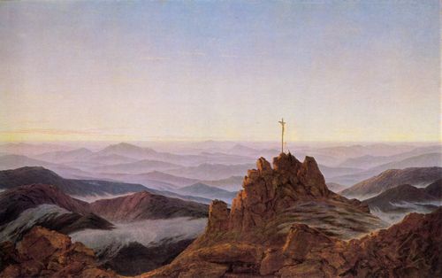 Friedrich, Caspar David: Morgen im Riesengebirge (Das Kreuz auf der Felsenspitze, Gegend im Morgennebel mit einem Kruzifix)