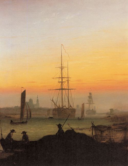 Friedrich, Caspar David: Greifswalder Hafen (Hafen von Greifswald nach Sonnenuntergang)
