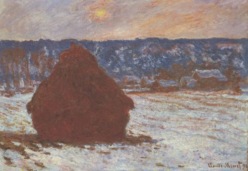 Monet, Claude: Heuschober, Schnee, bedeckter Himmel